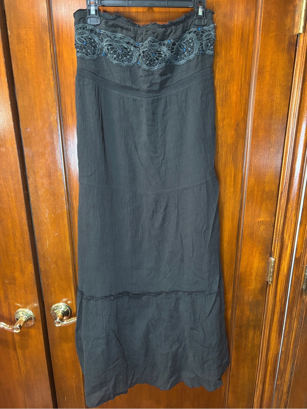 Free People Black Maxi strapless Dress with Lace Detail size small